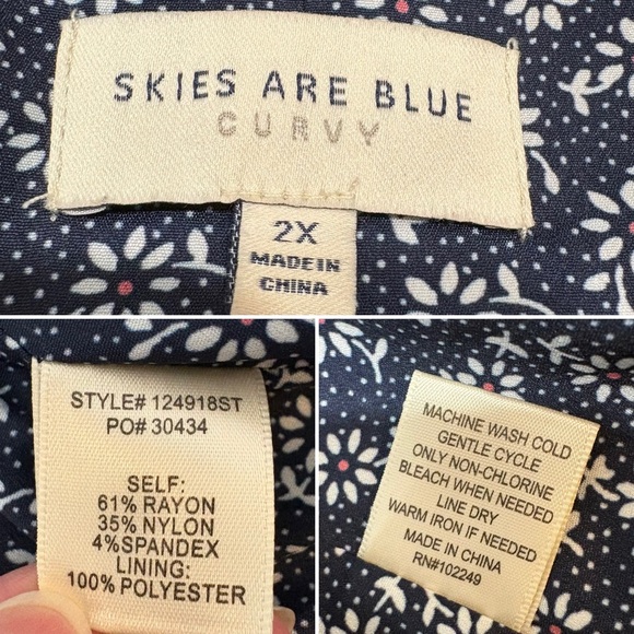 Skies Are Blue Curvy Navy Open Front Blazer Jacket Size 2X Classic Office Work - Picture 6 of 9